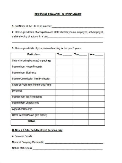 Personal Details and Financial Standing