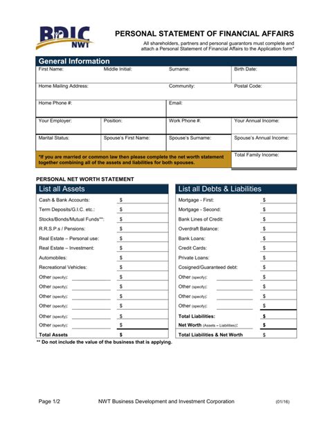  Financial Status and Personal Affairs 