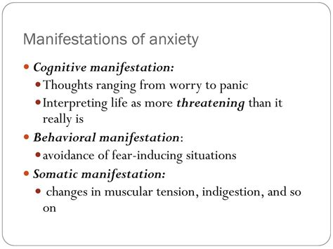 Cognitive Interpretation: Manifestation of Fear and Anxiety