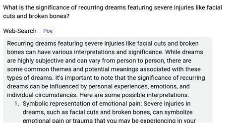 Common Themes and Variations in Dreams Featuring Facial Injuries