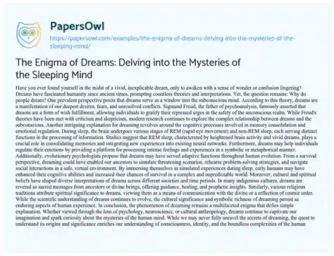 Delving into the Mysteries of Dream Analysis