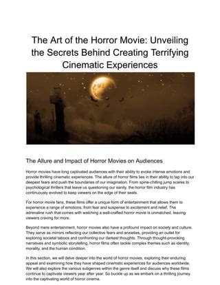 Exploring the Impact of Fear, Adrenaline, and Catharsis in Nightmarish Cinematic Experiences