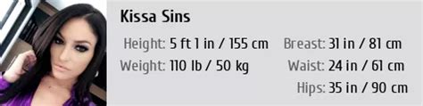 Kissa Sins' Figure: Body Measurements