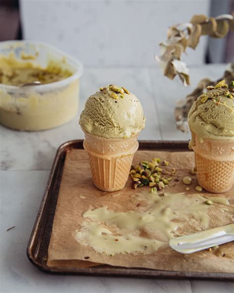 Mix It Up: Swirls of Salted Caramel in Pistachio Ice Cream with Shortbread Cookies