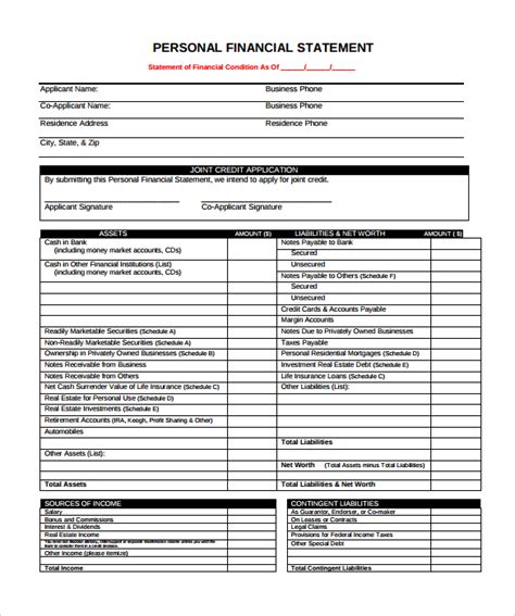 Personal details and financial status