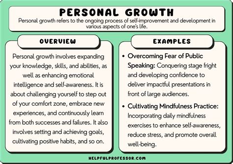 Personal growth and experiences