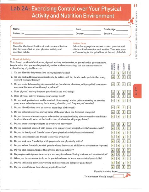 Physical Form: Exercise Regimen and Nutrition