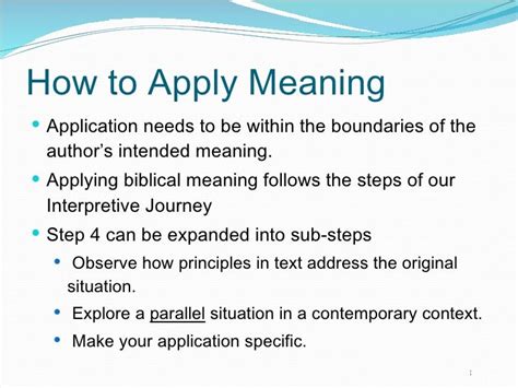 Practical Approach: Applying Meanings to Real Life