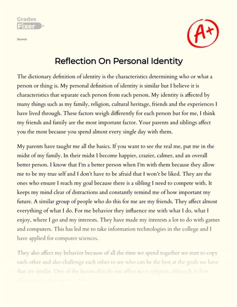 Reflection of Personal Identity