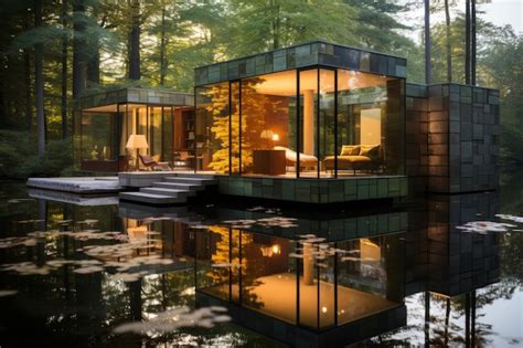 Self-Reflection in the Serenity of a Water-Enveloped Abode