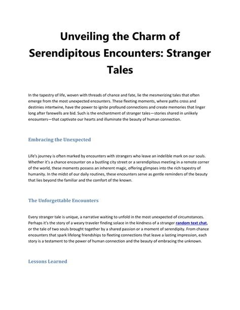 The Intrigue of Serendipitous Encounters