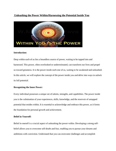 The Potential within You: Unleashing the Force of Aspirations