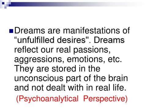 The Psychological Perspective: Dreams as a Manifestation of Inner Desires