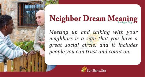 The Significance of Neighbors in Dreams