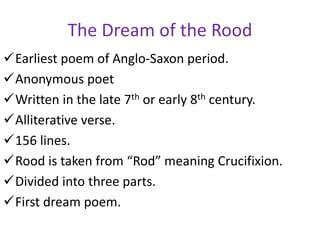 The Symbolic Significance of The Rood in Anglo-Saxon Verse