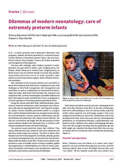 Understanding the Dilemmas Faced by Premature Infants and Their Families